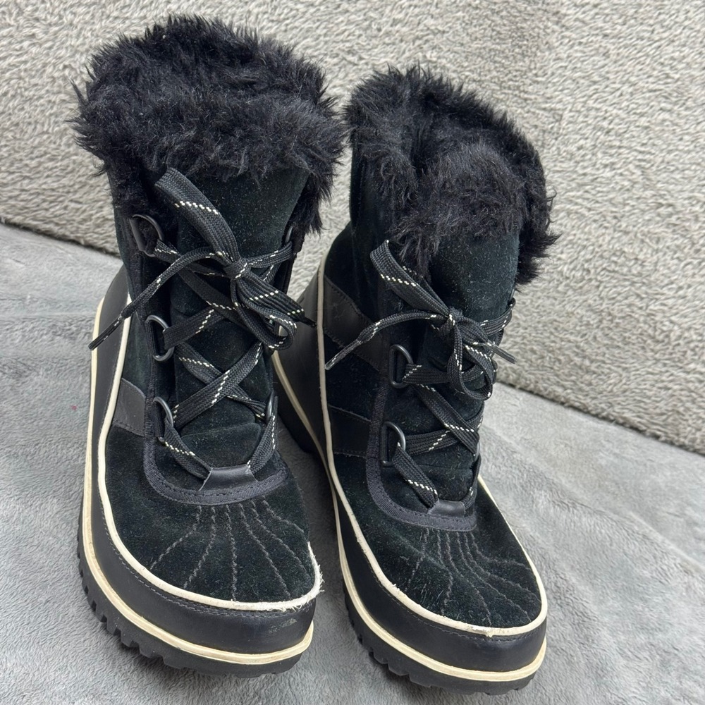 Sorel Tofino Snow Boots Women 6.5 Black Waterproof Faux Fur Winter NL2089-010